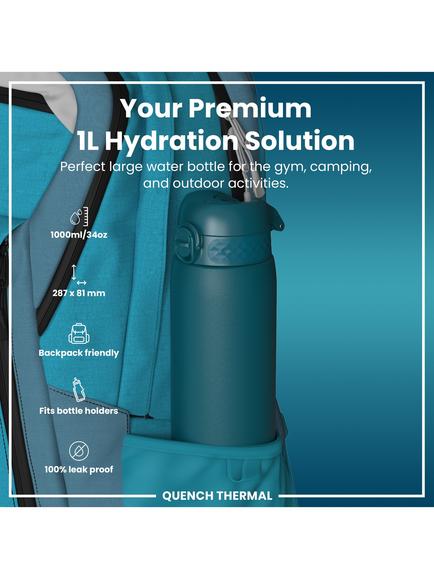 Ion8 Insulated Stainless Steel Leak-Proof Drinks Bottle, 920ml - view 2, Deep Teal