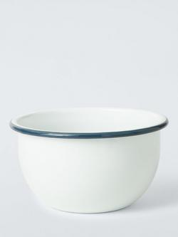 John Lewis Enamel Mixing/Pudding Bowl, 16cm, White/Blue, Blue