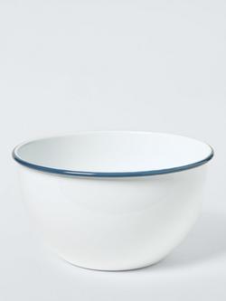John Lewis Enamel Mixing/Pudding Bowl, 24cm, White/Blue, Blue