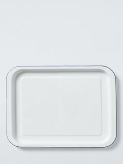 John Lewis Enamel Baking Tray, 38cm, White/Blue, Blue