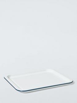 John Lewis Enamel Baking Tray, 38cm, White/Blue - view 2, Blue