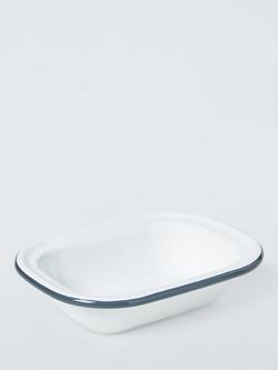 John Lewis Enamel Pie Dish, 18cm, White/Blue, Blue