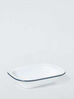 John Lewis Enamel Pie Dish, 26cm, White/Blue, Blue
