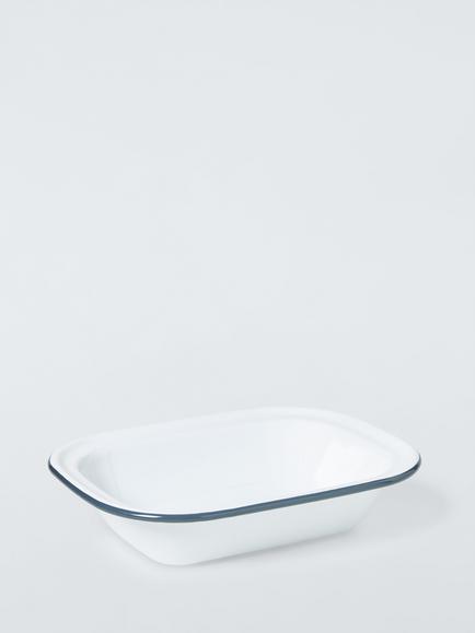 John Lewis Enamel Pie Dish, 26cm, White/Blue, Blue