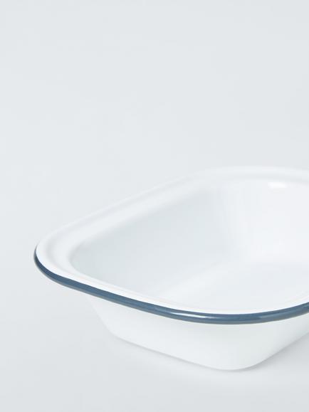 John Lewis Enamel Pie Dish, 26cm, White/Blue - view 2, Blue