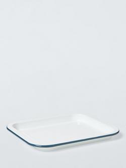 John Lewis Enamel Baking Tray, 28cm, White/Blue, Blue