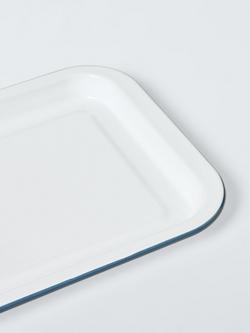 John Lewis Enamel Baking Tray, 28cm, White/Blue - view 2, Blue