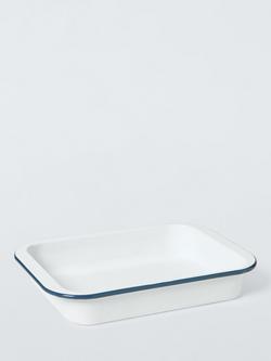 John Lewis Enamel Roaster, 35cm, White/Blue, Blue