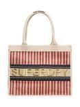 Superdry Luxe Embroidered Tote Bag, Ecru/Red