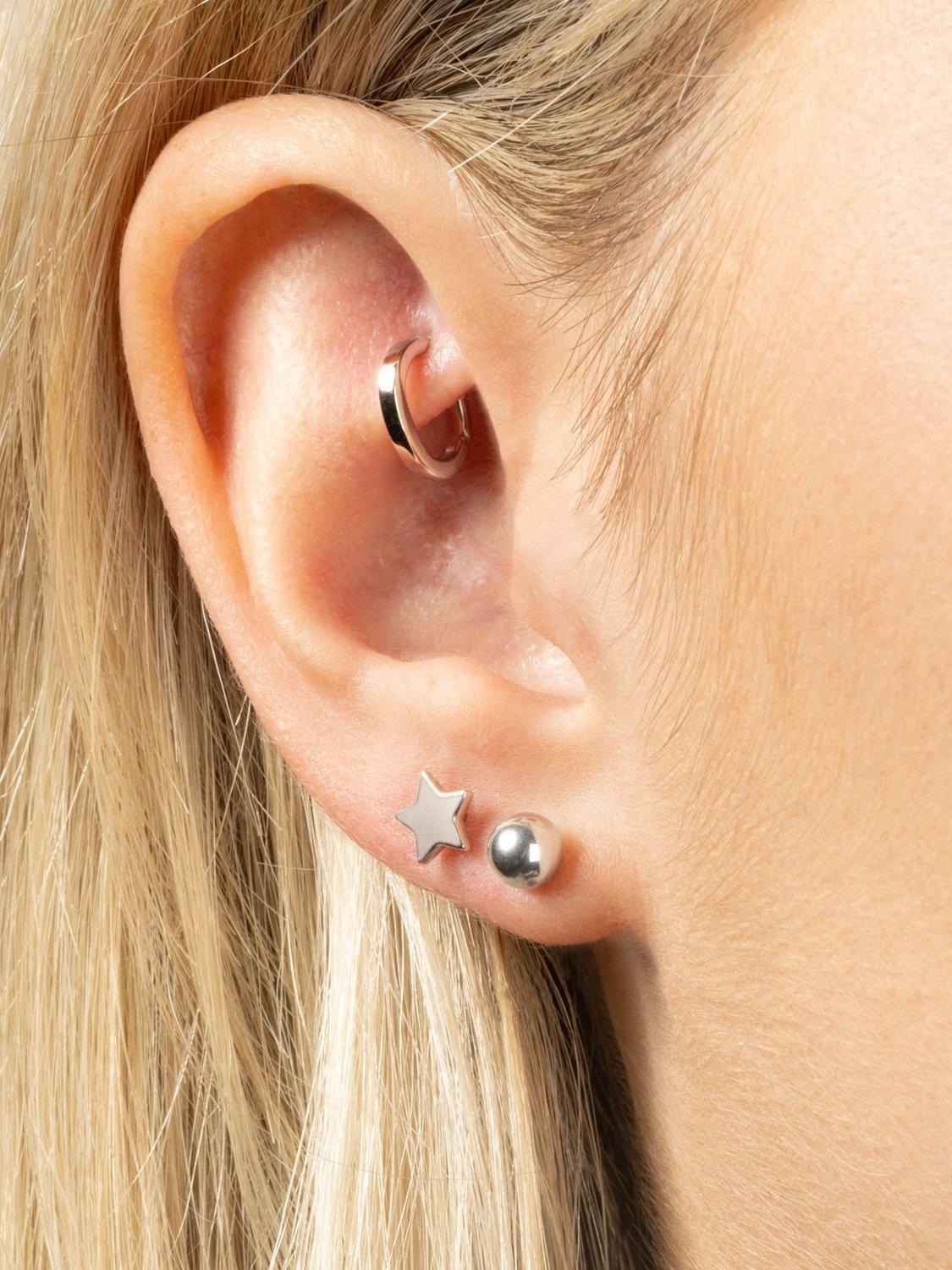 Product image 2 of 4, which shows Tish Lyon Titanium Plain Ball Stud Earrings, Silver