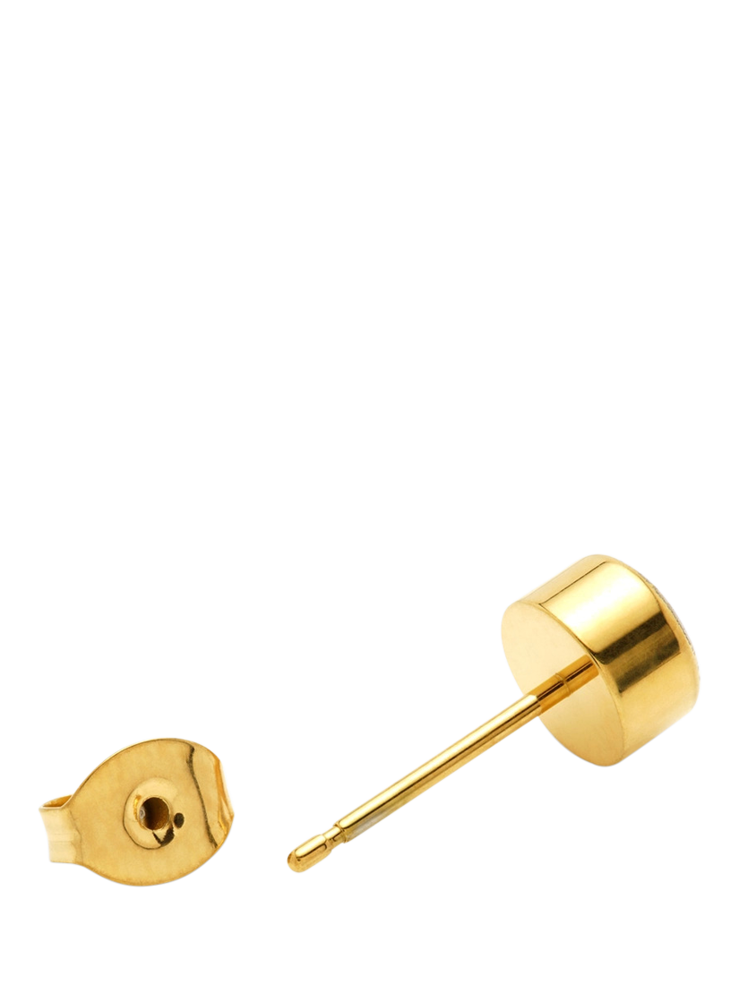 Product image 4 of 4, which shows Tish Lyon Gold Titanium Moissanite Bezel Gem Stud Earrings