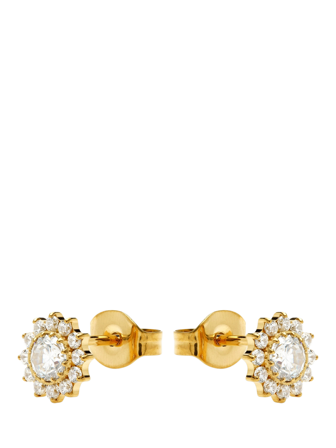 Product image 1 of 4, which shows Tish Lyon Gold Titanium Jewelled Flower Stud Earrings
