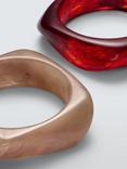 John Lewis Curved Square Statement Resin Bangle Set, Natural/Burgundy