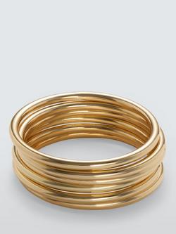 John Lewis Polished Bangle Set, Gold, Gold