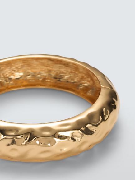 John Lewis Hammered Effect Bangle - view 2, Gold