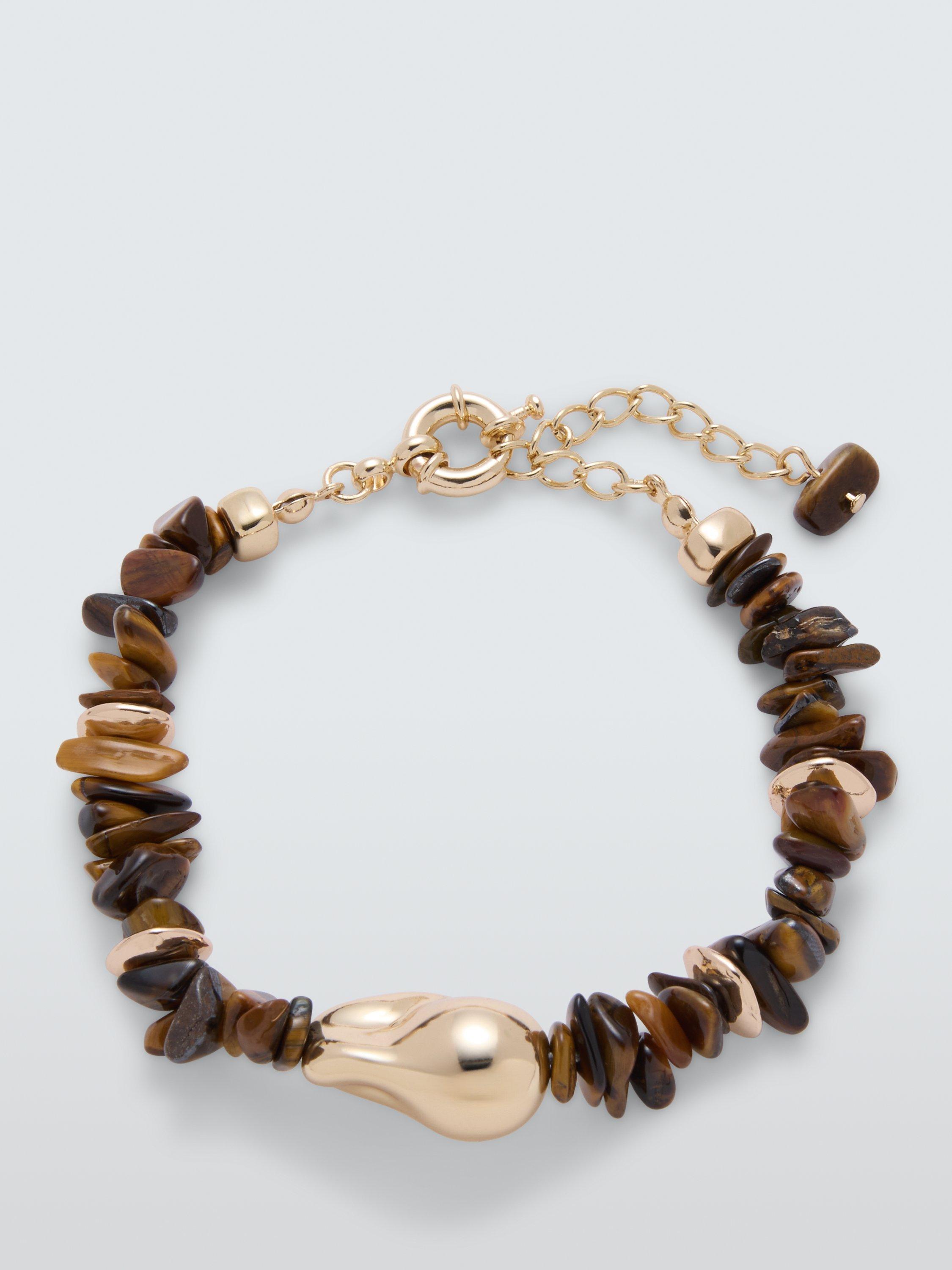 Product image 1 of 2, which shows John Lewis Mixed Beaded and Stone Bracelet, Tiger's Eye