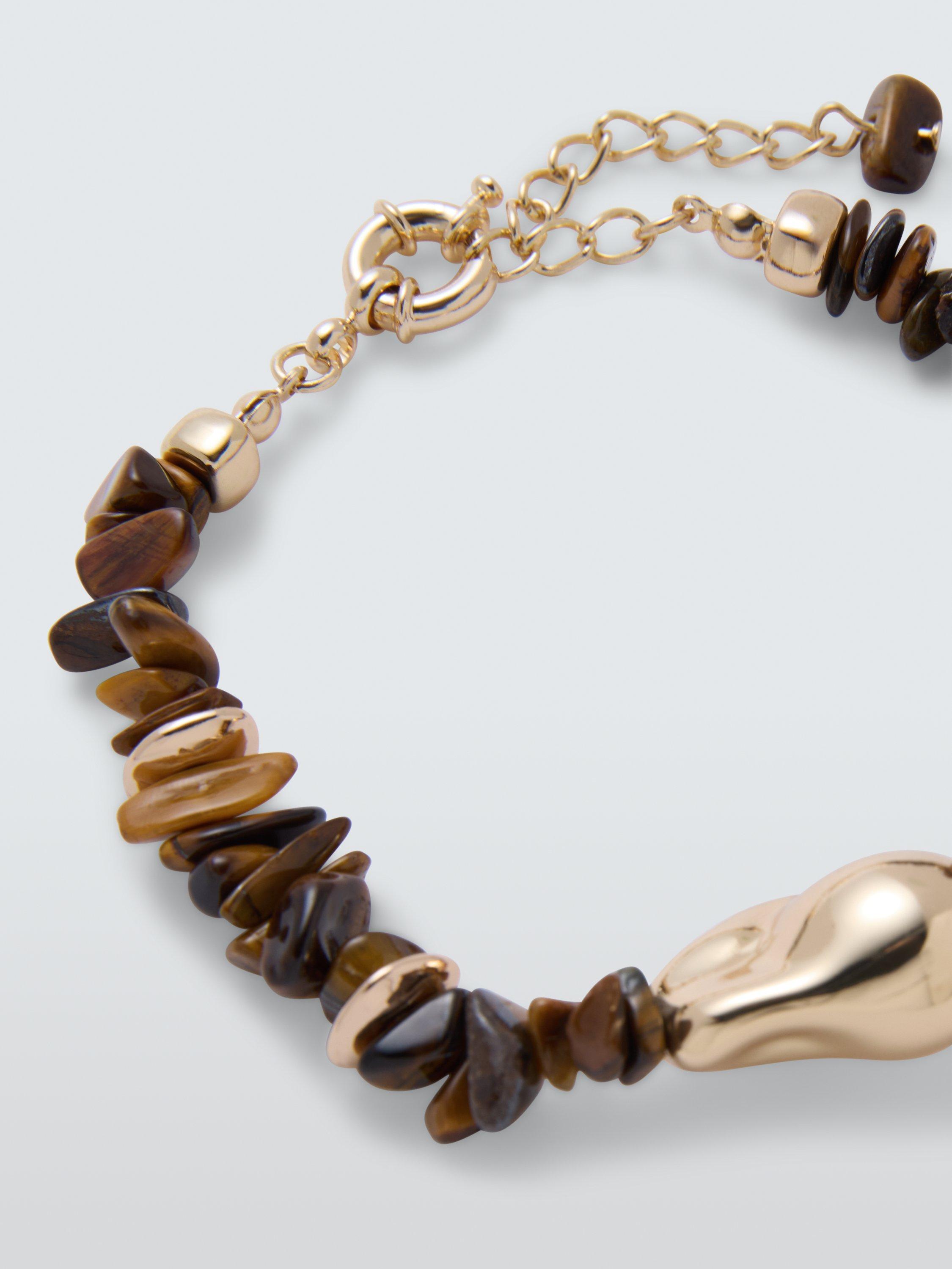 Product image 2 of 2, which shows John Lewis Mixed Beaded and Stone Bracelet, Tiger's Eye