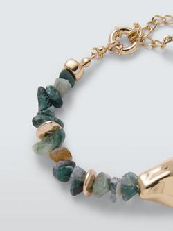 John Lewis Mixed Beaded and Stone Bracelet - view 2, Green Agate