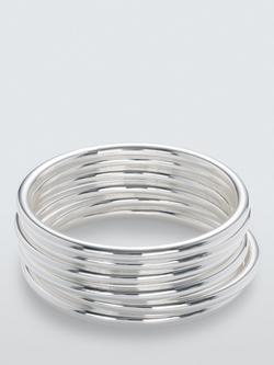 John Lewis Polished Bangle Set, Silver, Silver