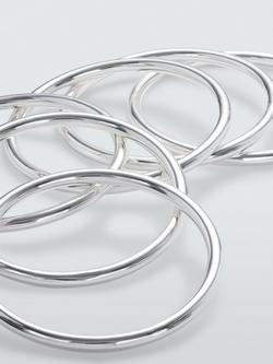 John Lewis Polished Bangle Set, Silver - view 2, Silver