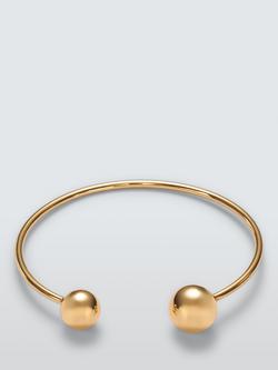 John Lewis Polished Open Bangle with Sphere Ends, Gold