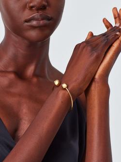 John Lewis Polished Open Bangle with Sphere Ends - view 2, Gold