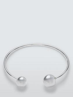 John Lewis Polished Open Bangle with Sphere Ends, Silver