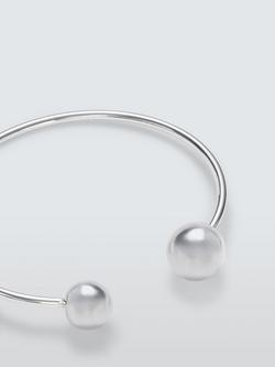 John Lewis Polished Open Bangle with Sphere Ends - view 2, Silver