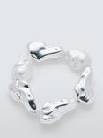 John Lewis Molten Glass Pearl Statement Stretch Bracelet, Silver