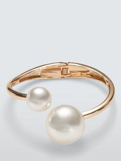 John Lewis Graduated Statement Pearl Hinged Cuff Bracelet, Gold, Gold