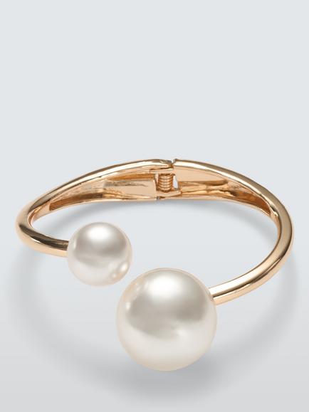 John Lewis Graduated Statement Pearl Hinged Cuff Bracelet, Gold, Gold