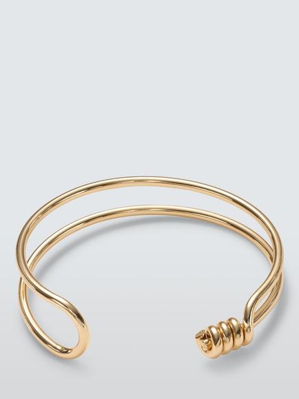 John Lewis Wrap End Double Band Cuff Bangle, Gold