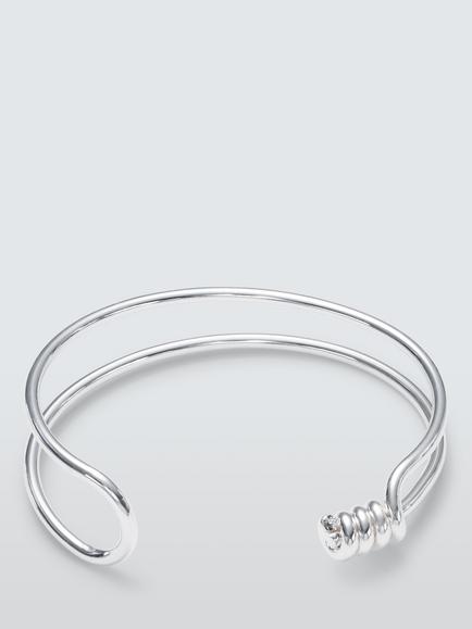 John Lewis Wrap End Double Band Cuff Bangle, Silver