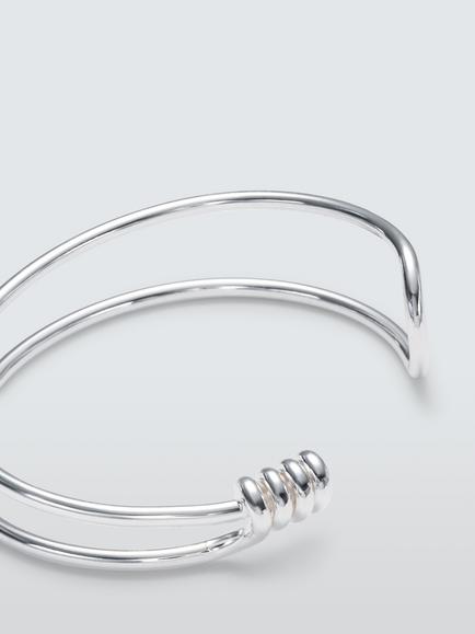 John Lewis Wrap End Double Band Cuff Bangle - view 2, Silver