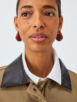 John Lewis 3D Abstract Drop Earrings - view 2, Burgundy