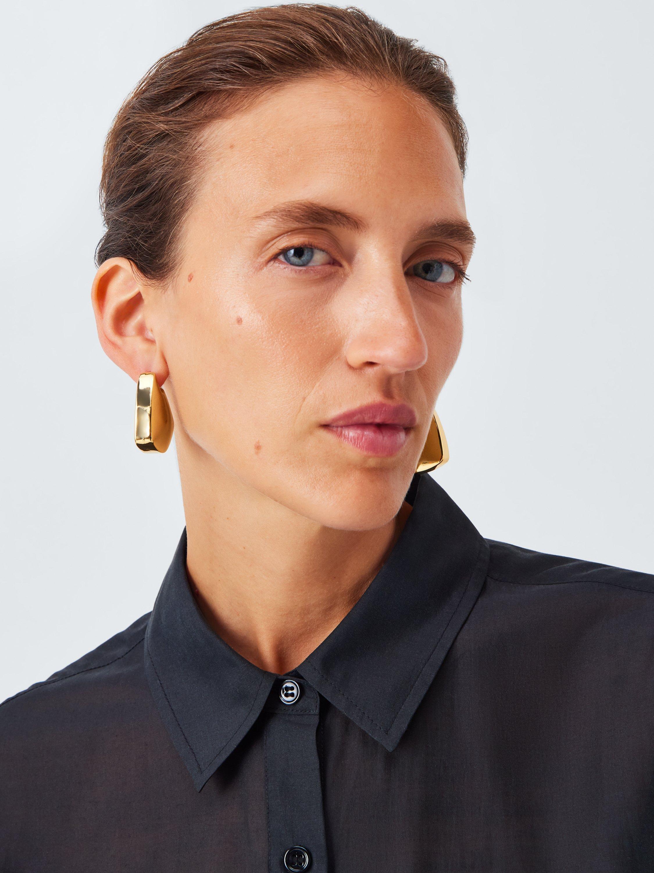 Product image 2 of 2, which shows John Lewis 3D Abstract Stud Earrings, Gold