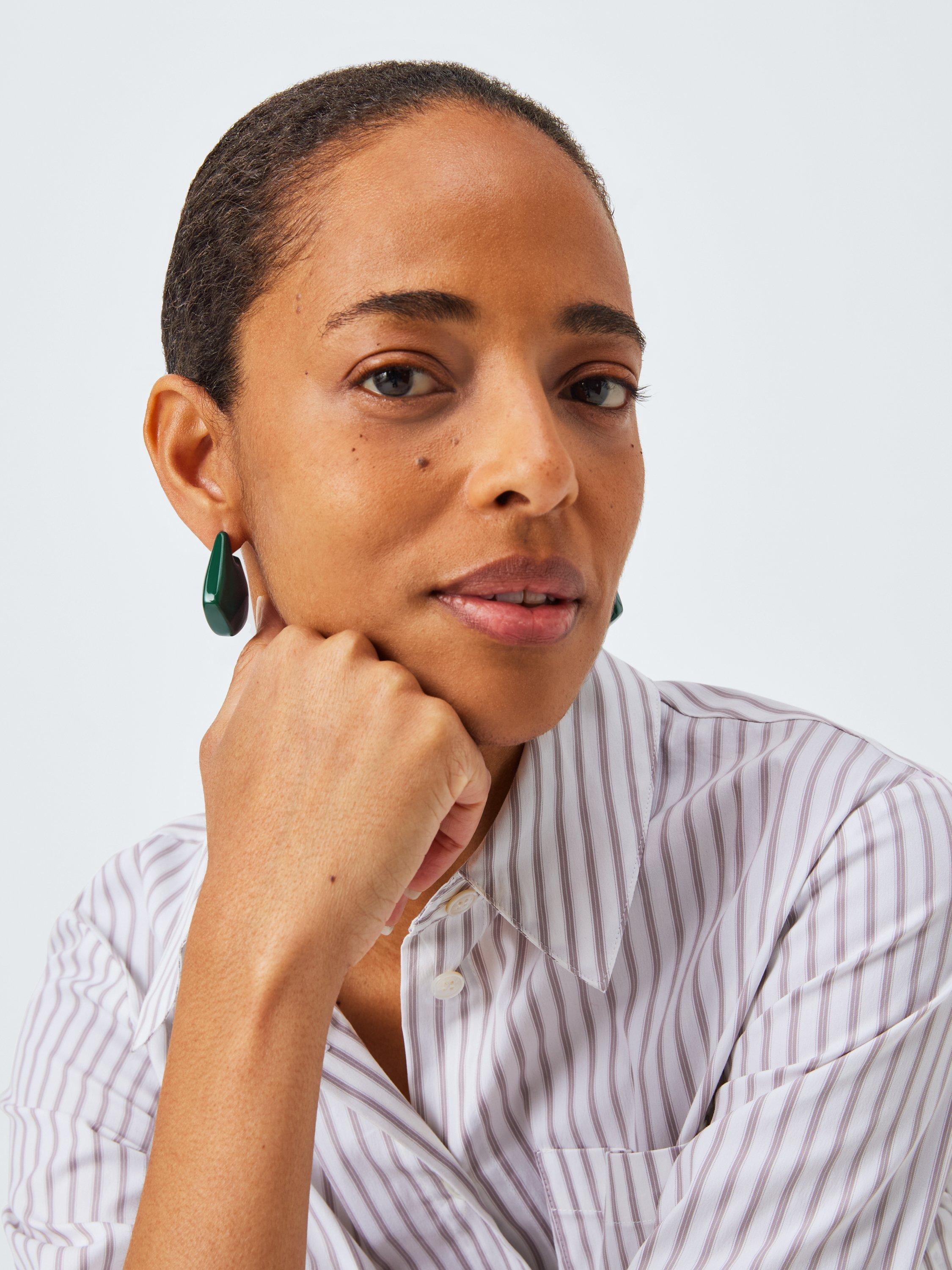 Product image 2 of 2, which shows John Lewis 3D Abstract Drop Earrings, Green