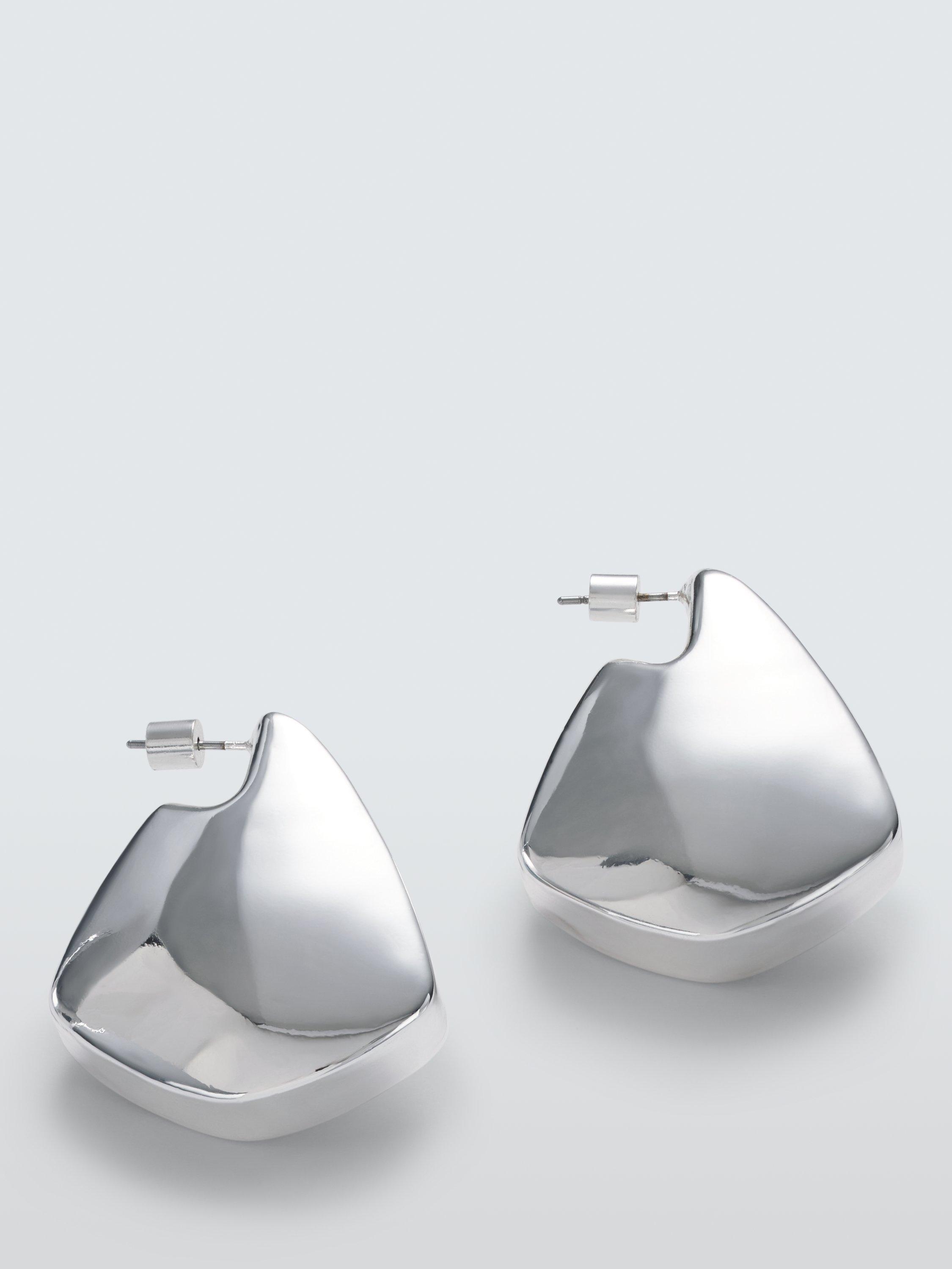 Product image 1 of 2, which shows John Lewis 3D Abstract Stud Earrings, Silver