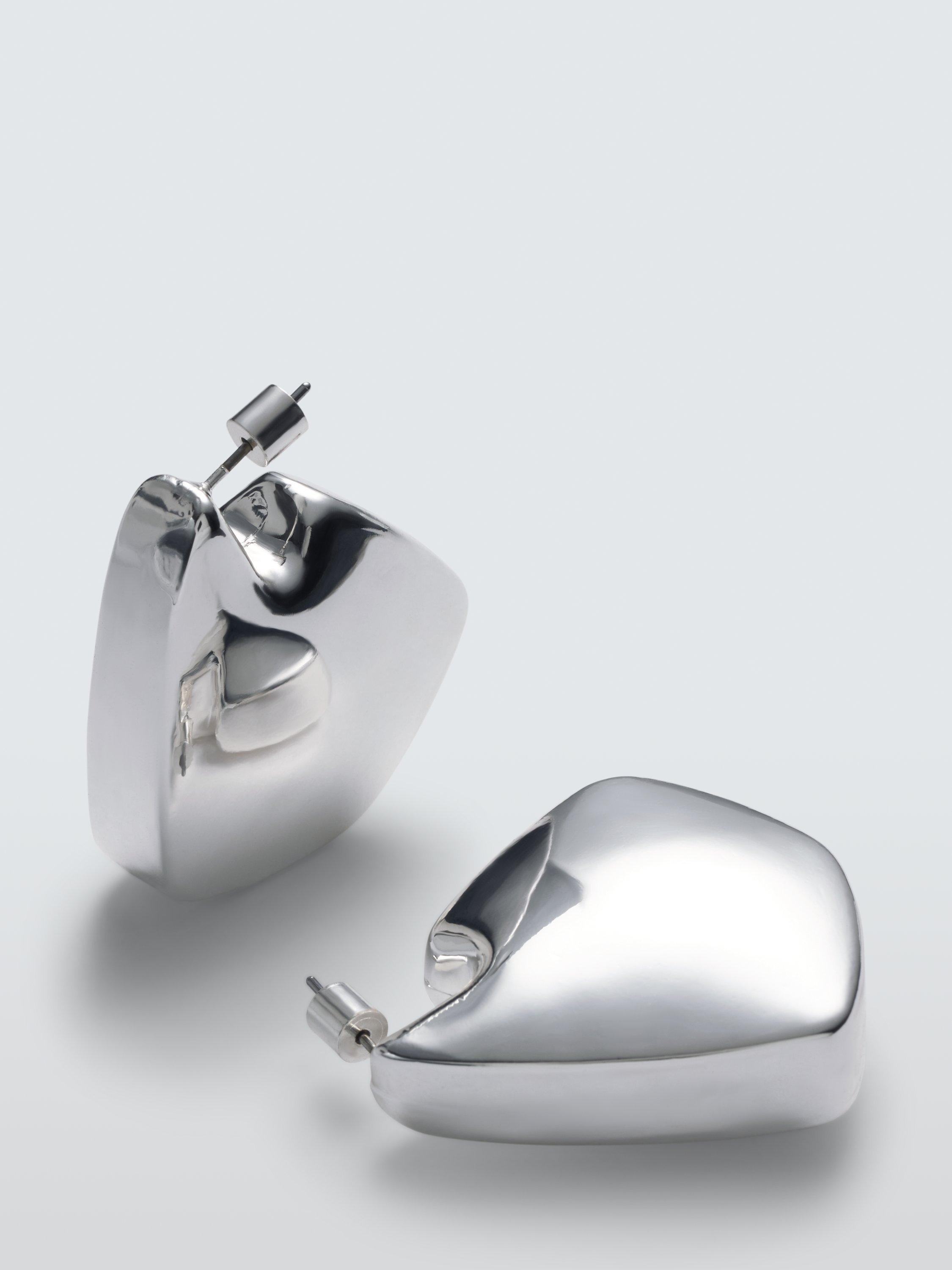 Product image 2 of 2, which shows John Lewis 3D Abstract Stud Earrings, Silver