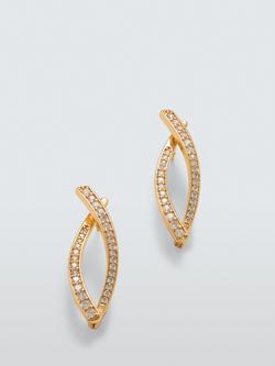 John Lewis Cross Over Diamante Earrings, Gold, Gold