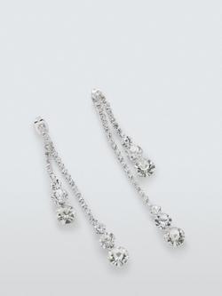 John Lewis Diamante Crystal Drop Earrings, Silver, Silver
