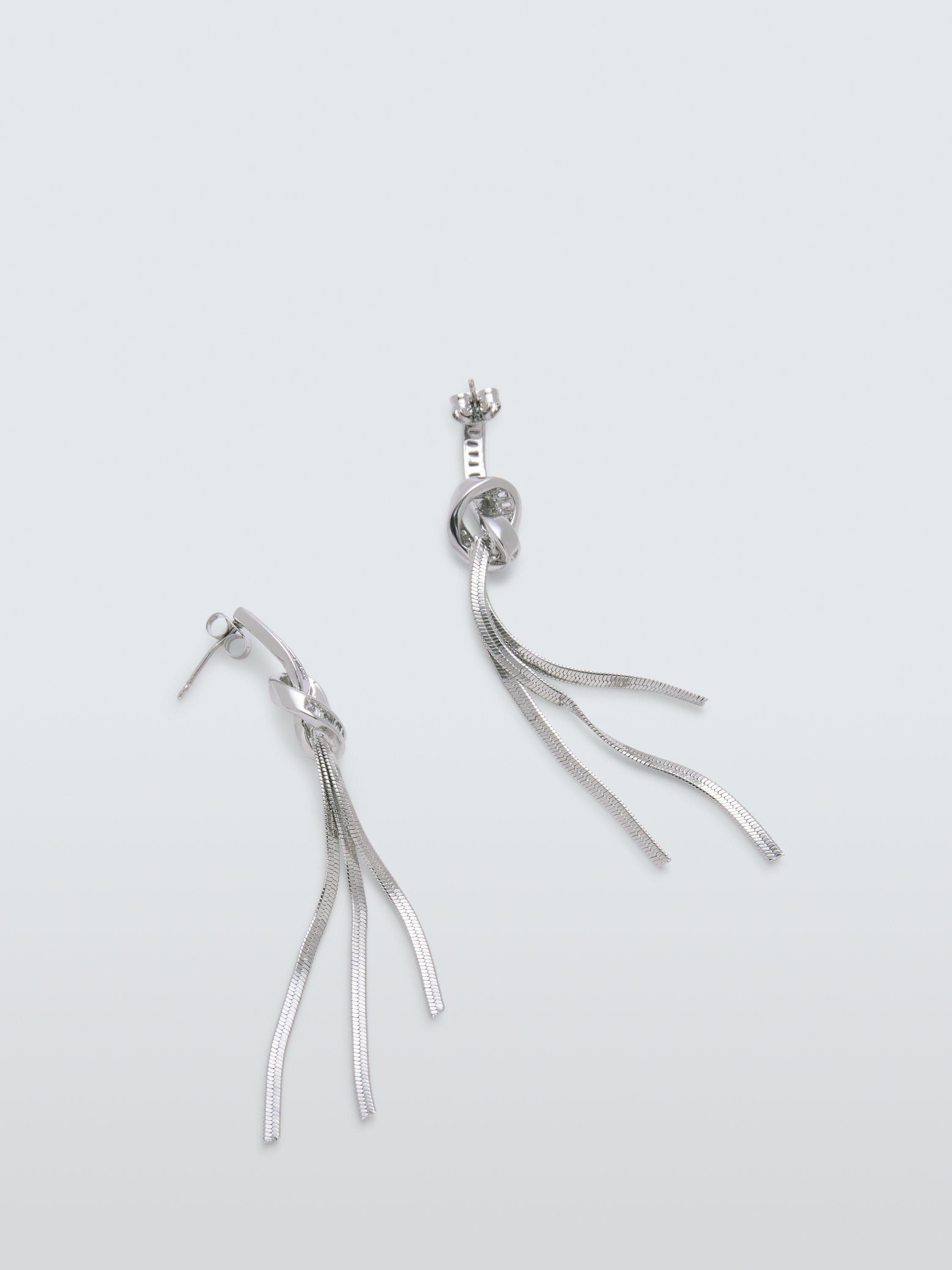 Product image 2 of 2, which shows John Lewis Baguette Knot Stud Earrings, Silver