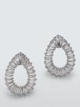 John Lewis Teardrop Baguette Stone Stud Earrings, Silver