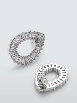 John Lewis Teardrop Baguette Stone Stud Earrings, Silver - view 2, Silver