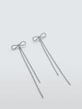 John Lewis Bow Double Diamante Chain Drop Earrings, Silver