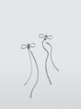 John Lewis Bow Double Diamante Chain Drop Earrings, Silver