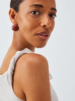 John Lewis Spherical Statement Stud Earrings - view 2, Burgundy