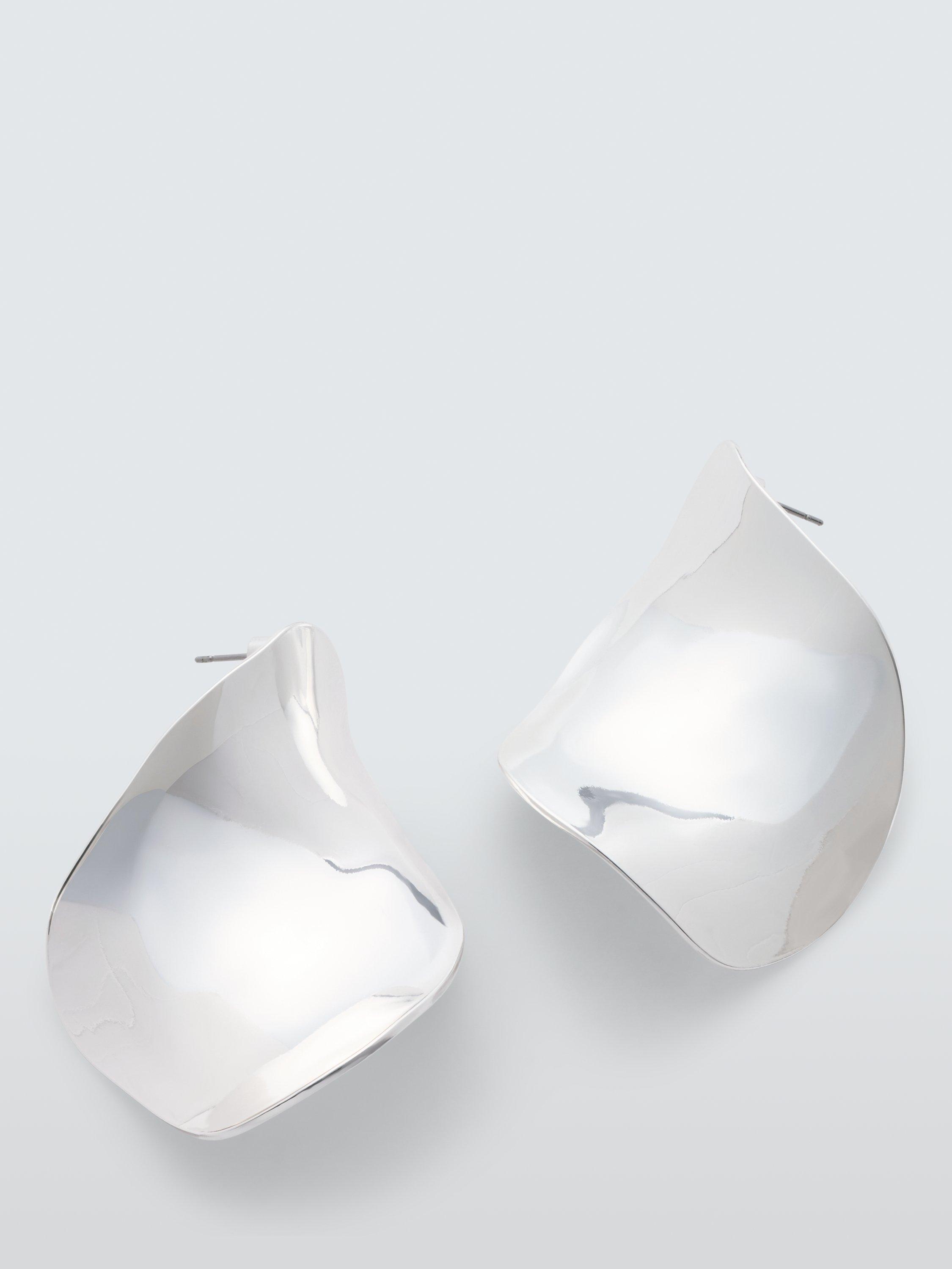 Product image 1 of 2, which shows John Lewis Polished Curved Earrings, Silver