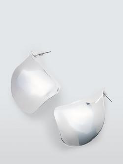 John Lewis Polished Curved Earrings, Silver - view 2, Silver