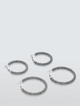 John Lewis Diamante Hinged Hoop Earrings, Set of 2 Pairs, Silver